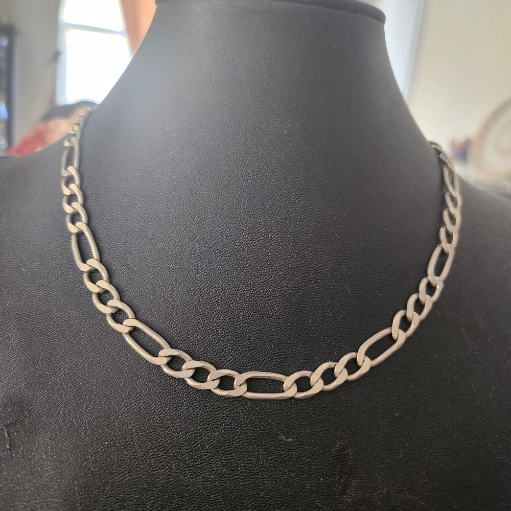 925 Sterling Silver Figaro Link Necklace